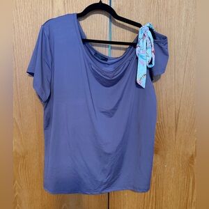 Stylish Purple Women's Top with Scarf Detail